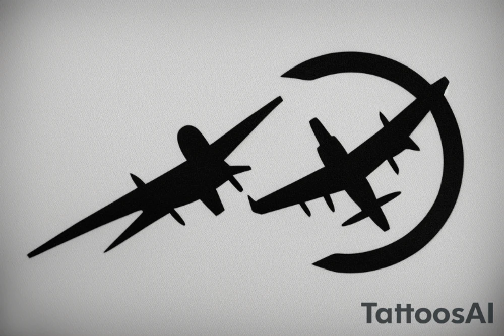 a minimal tattoo shows an airplane flying out of a suitcase to travel tattoo idea