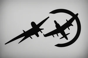 a minimal tattoo shows an airplane flying out of a suitcase to travel tattoo idea