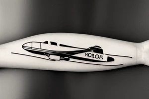 a minimal tattoo shows an airplane flying out of a suitcase to travel tattoo idea