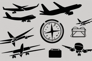 a minimal tattoo shows an airplane flying out of a suitcase to travel tattoo idea