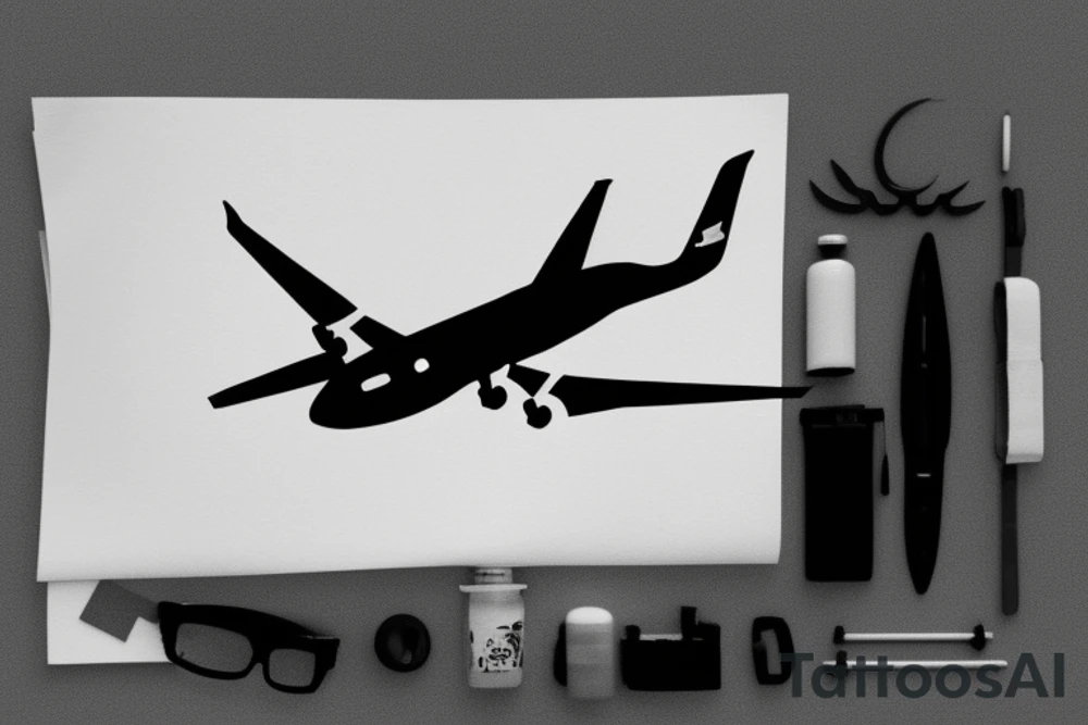 a minimal tattoo shows an airplane flying out of a suitcase to travel tattoo idea