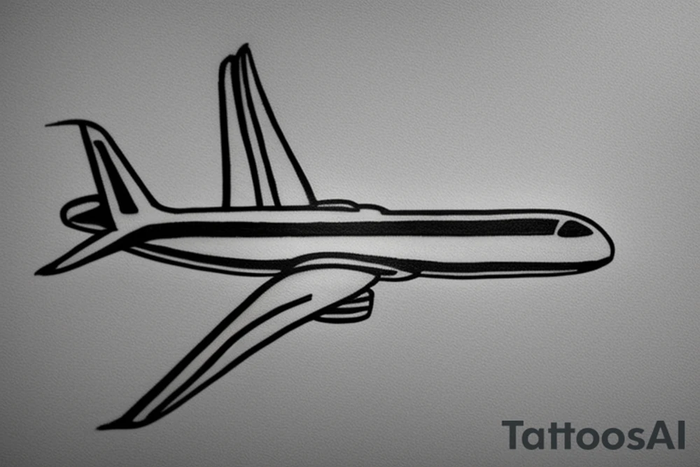 a minimal tattoo shows an airplane flying out of a suitcase to travel tattoo idea