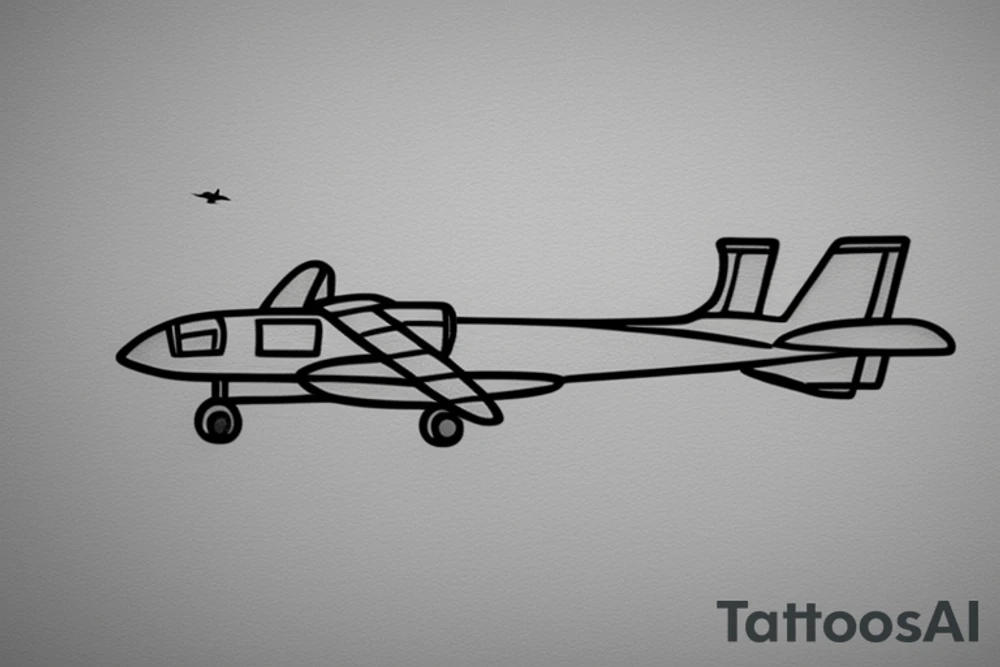 a minimal tattoo shows an airplane flying out of a suitcase to travel tattoo idea