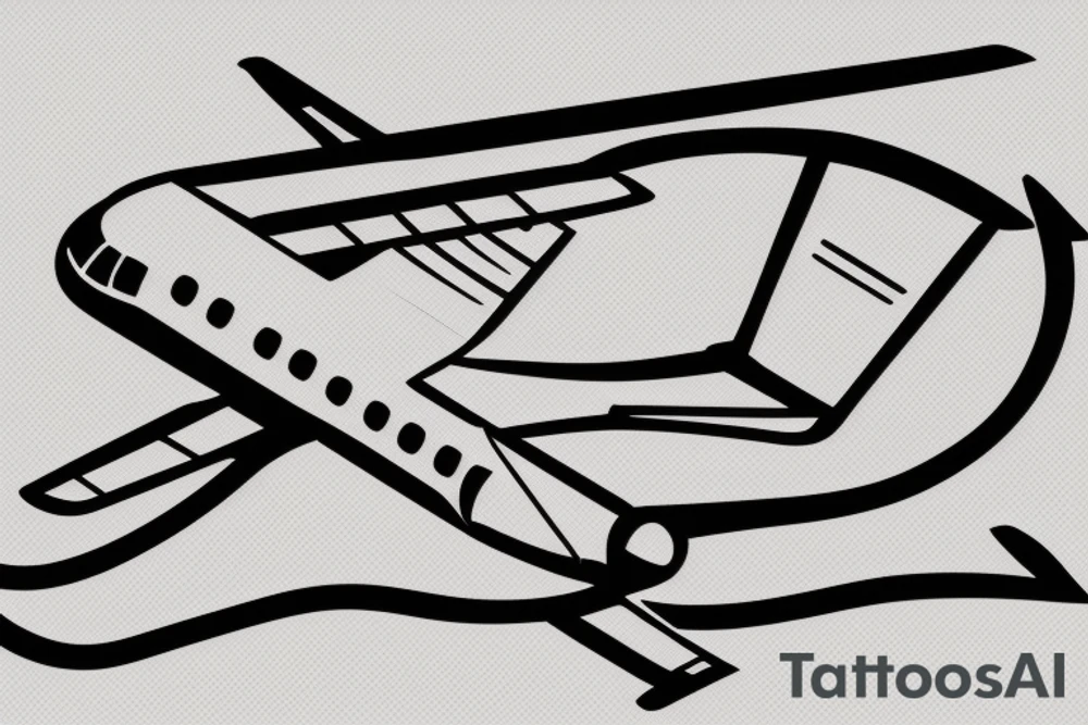 a minimal tattoo shows an airplane flying out of a suitcase to travel tattoo idea