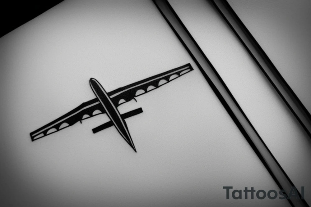 a minimal tattoo shows an airplane flying out of a suitcase to travel tattoo idea