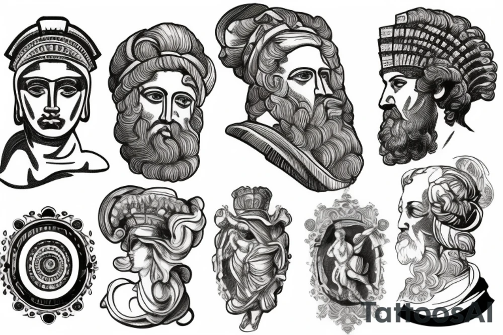 A half sleeve, with Italian influence that has the colosseum, clouds, marble statue of Marcus Aurelius  and other stuff tattoo idea