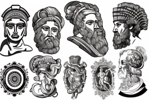 A half sleeve, with Italian influence that has the colosseum, clouds, marble statue of Marcus Aurelius  and other stuff tattoo idea