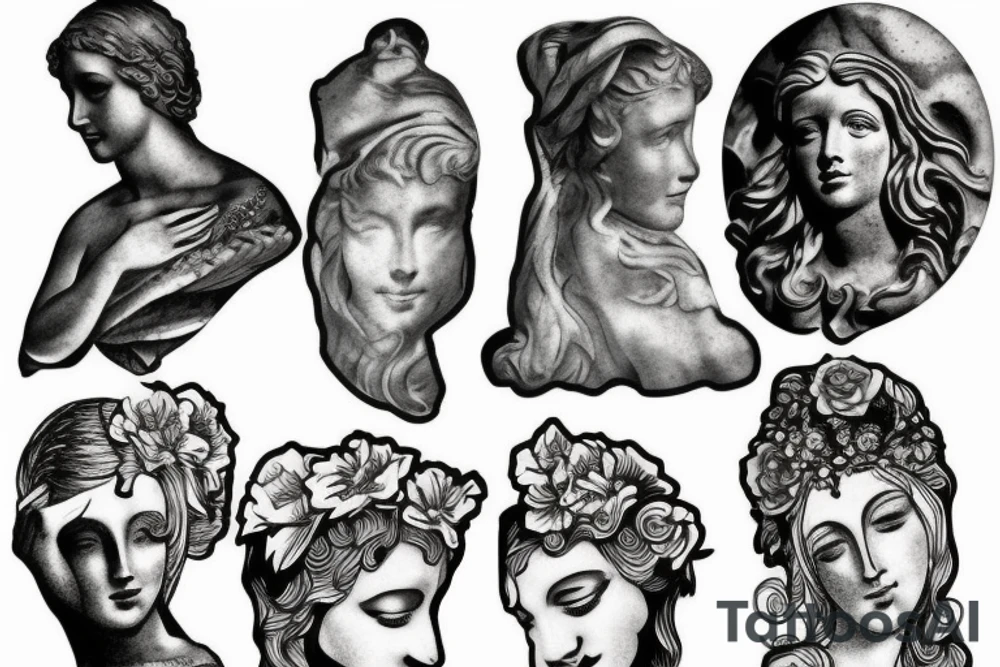 a roman marble statue tattoo idea
