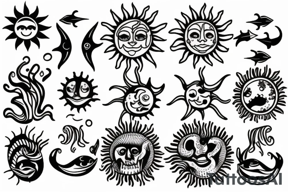 Sun filled with the sea tattoo idea