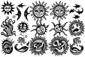 Sun filled with the sea tattoo idea