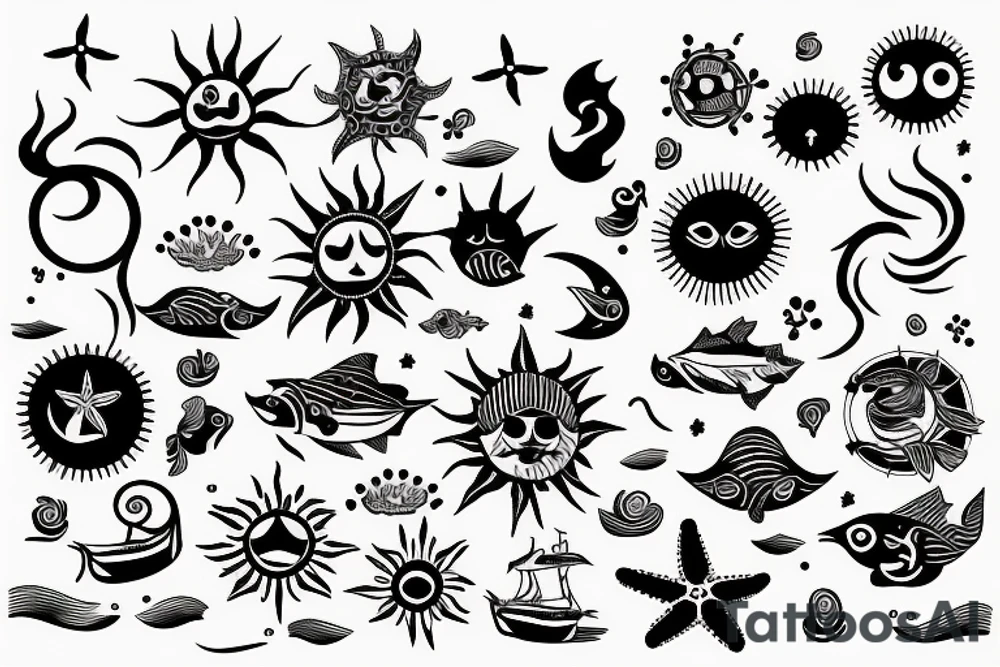 Sun filled with the sea tattoo idea