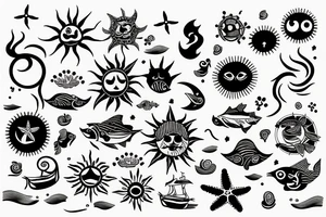 Sun filled with the sea tattoo idea