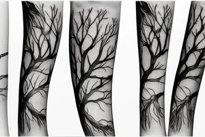 Calf branch tree branch tattoo idea