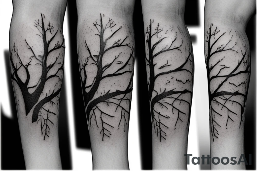 Calf branch tree branch tattoo idea