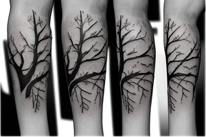 Calf branch tree branch tattoo idea