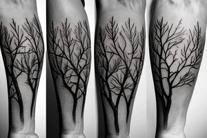 Calf branch tree branch tattoo idea