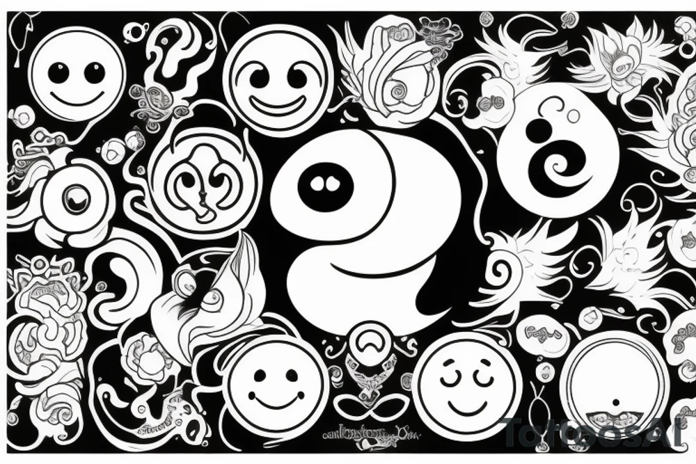 smiley yin yang tattoo idea