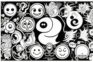 smiley yin yang tattoo idea