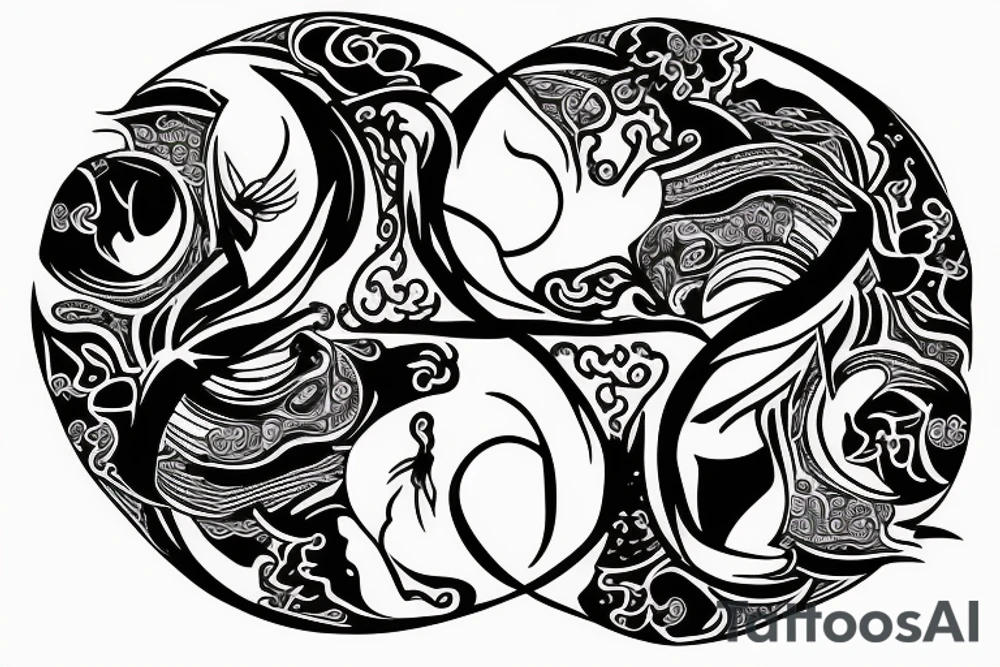 smiley yin yang tattoo idea