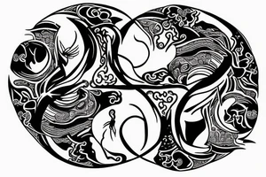 smiley yin yang tattoo idea