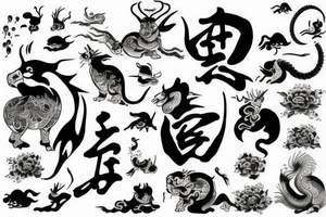 chinese animals tattoo idea