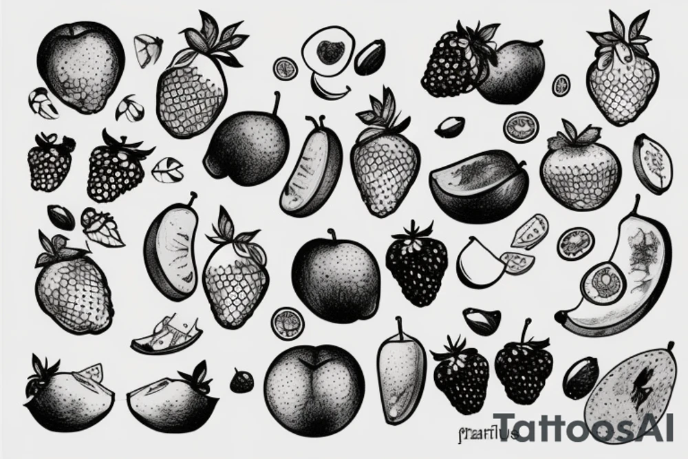 fruits with faces tattoo idea