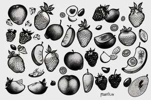 fruits with faces tattoo idea