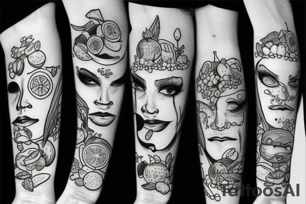 fruits with faces tattoo idea
