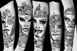 fruits with faces tattoo idea