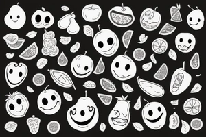 fruits with happy faces tattoo idea