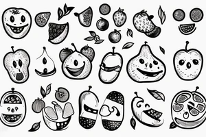fruits with happy faces tattoo idea