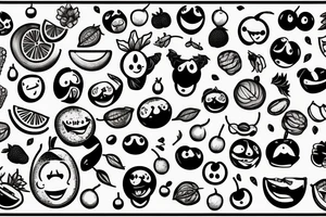 fruits with happy faces tattoo idea