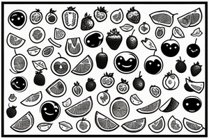 fruits with happy faces tattoo idea