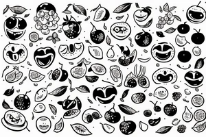 fruits with happy faces tattoo idea