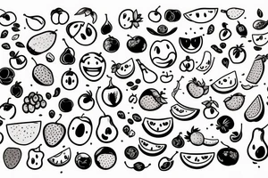fruits with happy faces tattoo idea