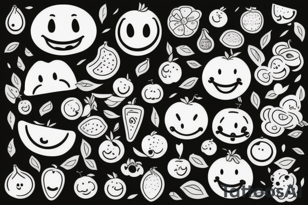 fruits with happy faces tattoo idea