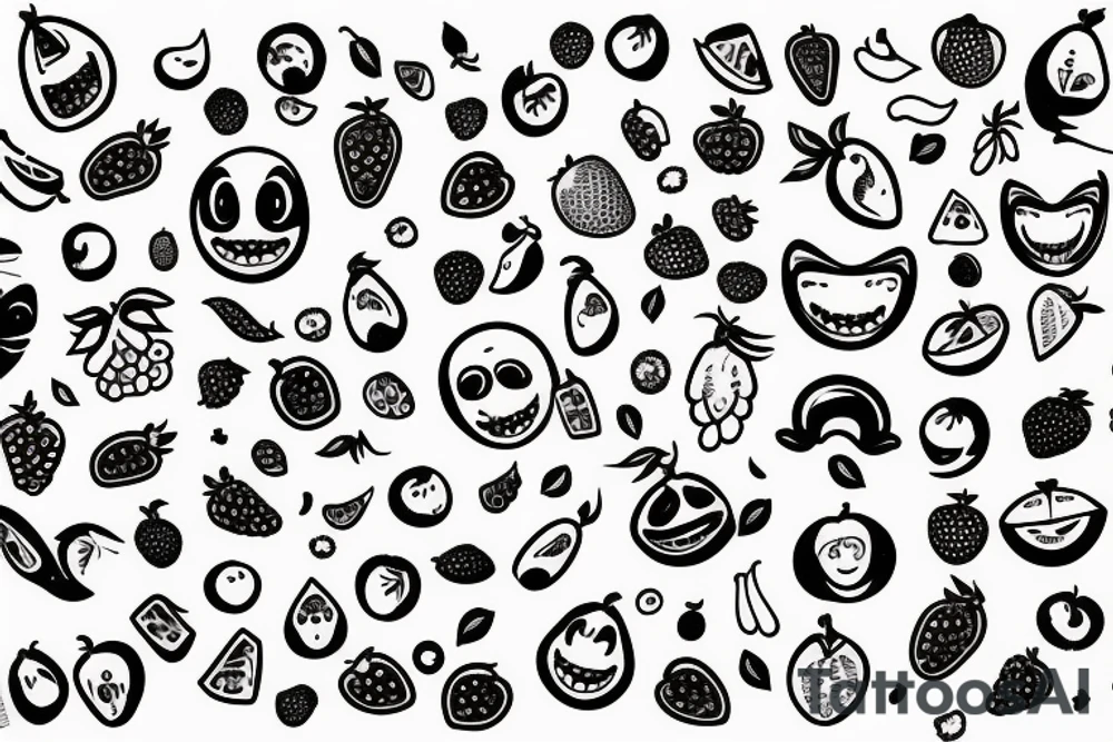fruits with happy faces tattoo idea
