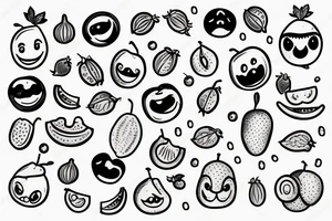 fruits with happy faces tattoo idea