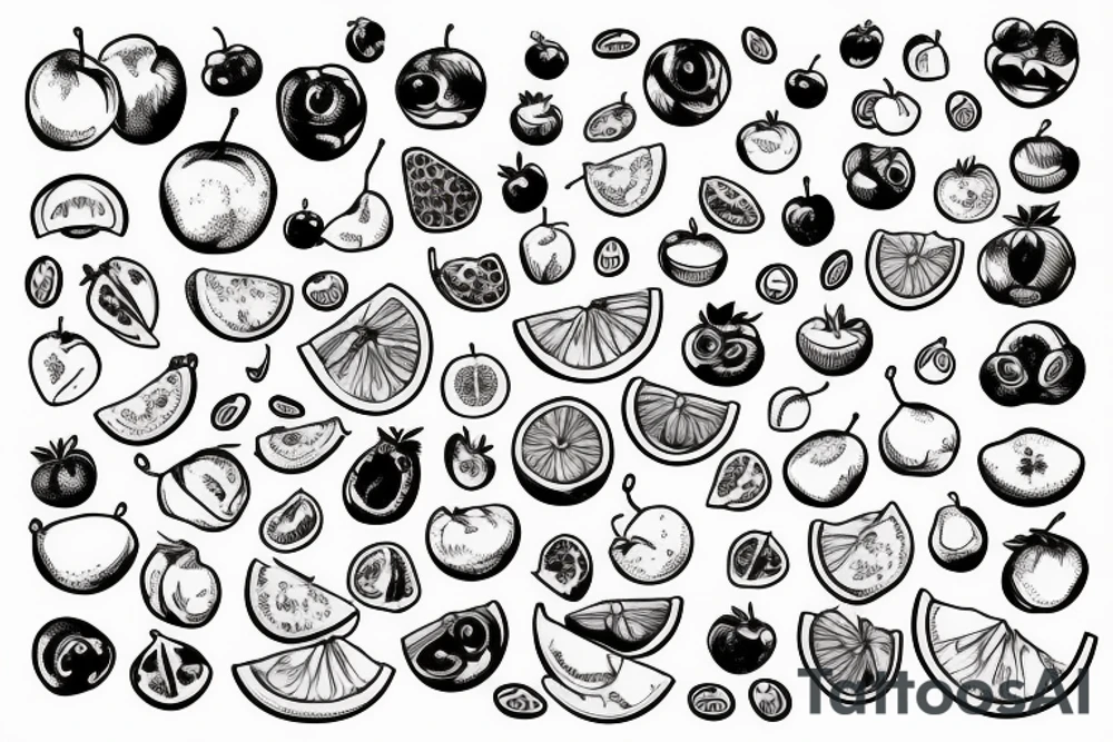 fruits with smiley faces tattoo idea