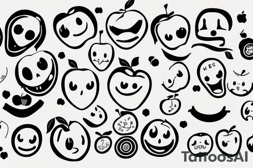 apple with a smiley face tattoo idea