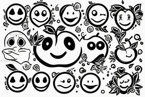 apple with a smiley face tattoo idea