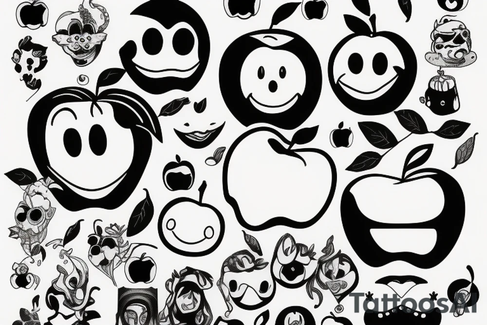 apple with a smiley face tattoo idea