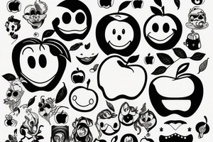 apple with a smiley face tattoo idea