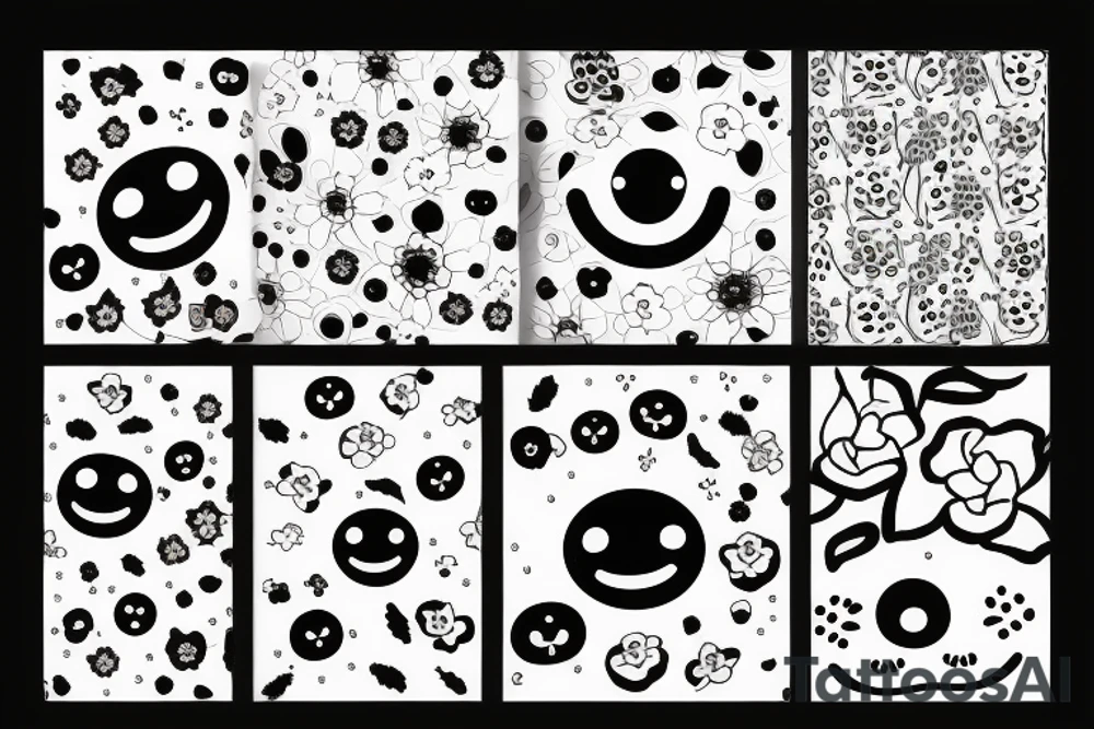 flower with a smiley face tattoo idea