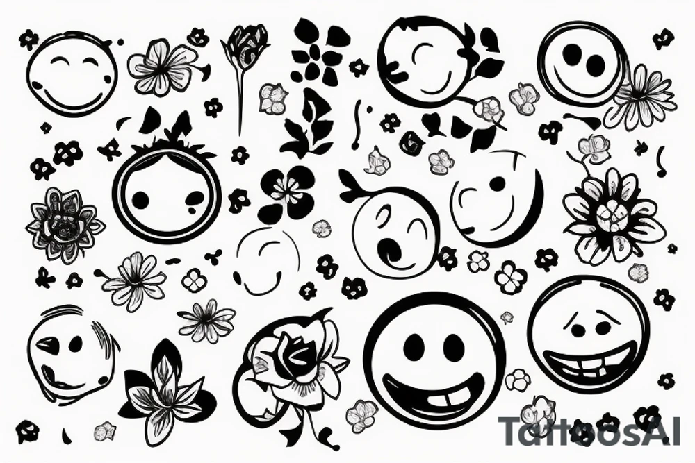 flower with a smiley face tattoo idea