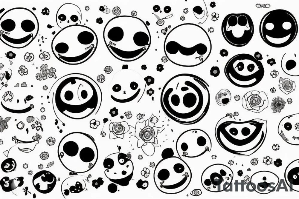 flower with a smiley face tattoo idea