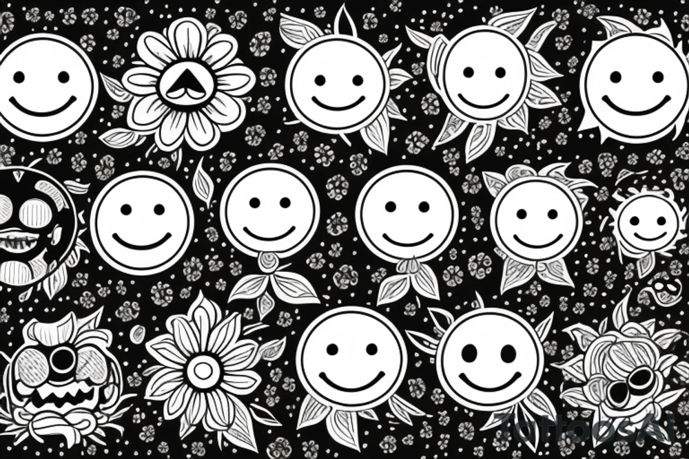 flower with a smiley face tattoo idea