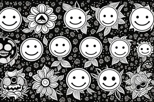 flower with a smiley face tattoo idea