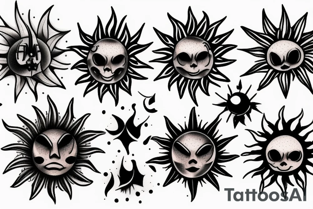 Realistic image of the Sun tattoo idea