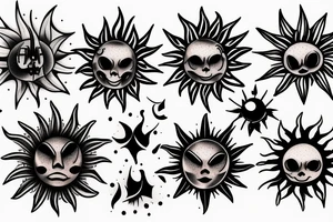 Realistic image of the Sun tattoo idea